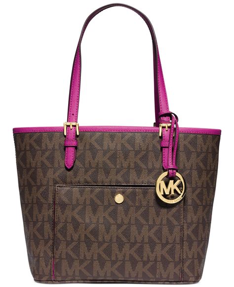 michael michael kors jet set medium signature snap-pocket tote brown|michael kors jet set saffiano.